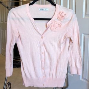 Peach cardigan with rosette detail